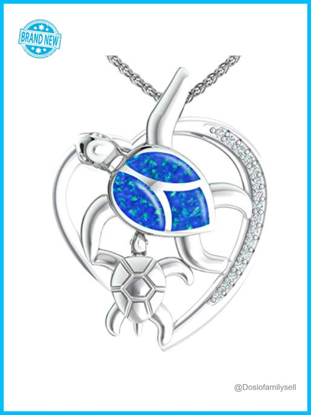 925 Sterling Silver Turtle Pendant Necklace 18 Inch Created Opal CZ